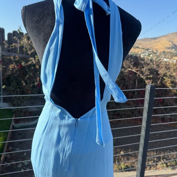 Jumpsuit Olivaceous Bright Blue Deep V Neck - Size Medium - Picture 6 of 9